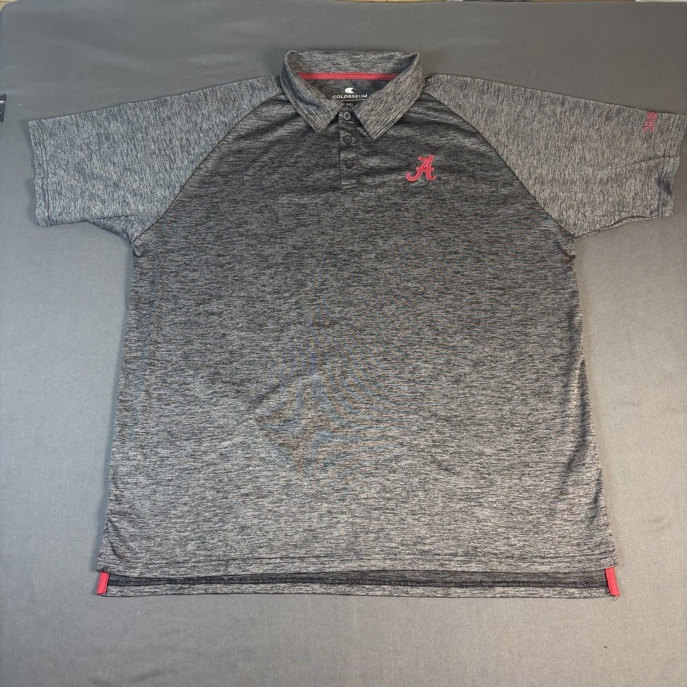 Men's Alabama Crimson Tide Colosseum Polo Shirt 3XL Heathered Gray NCAA Football